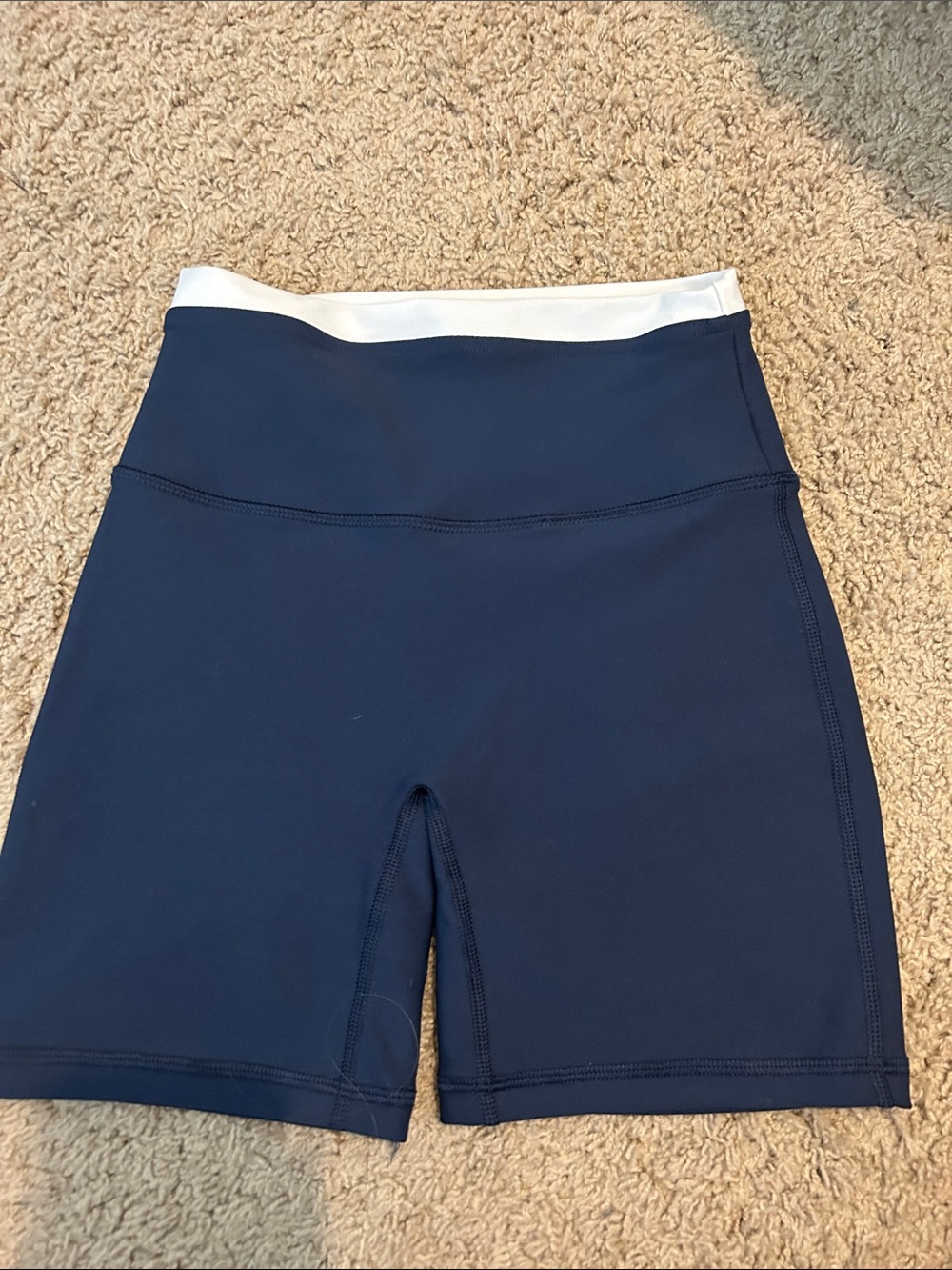 Abercrombie & Fitch Navy Bike Shorts with White Waistband